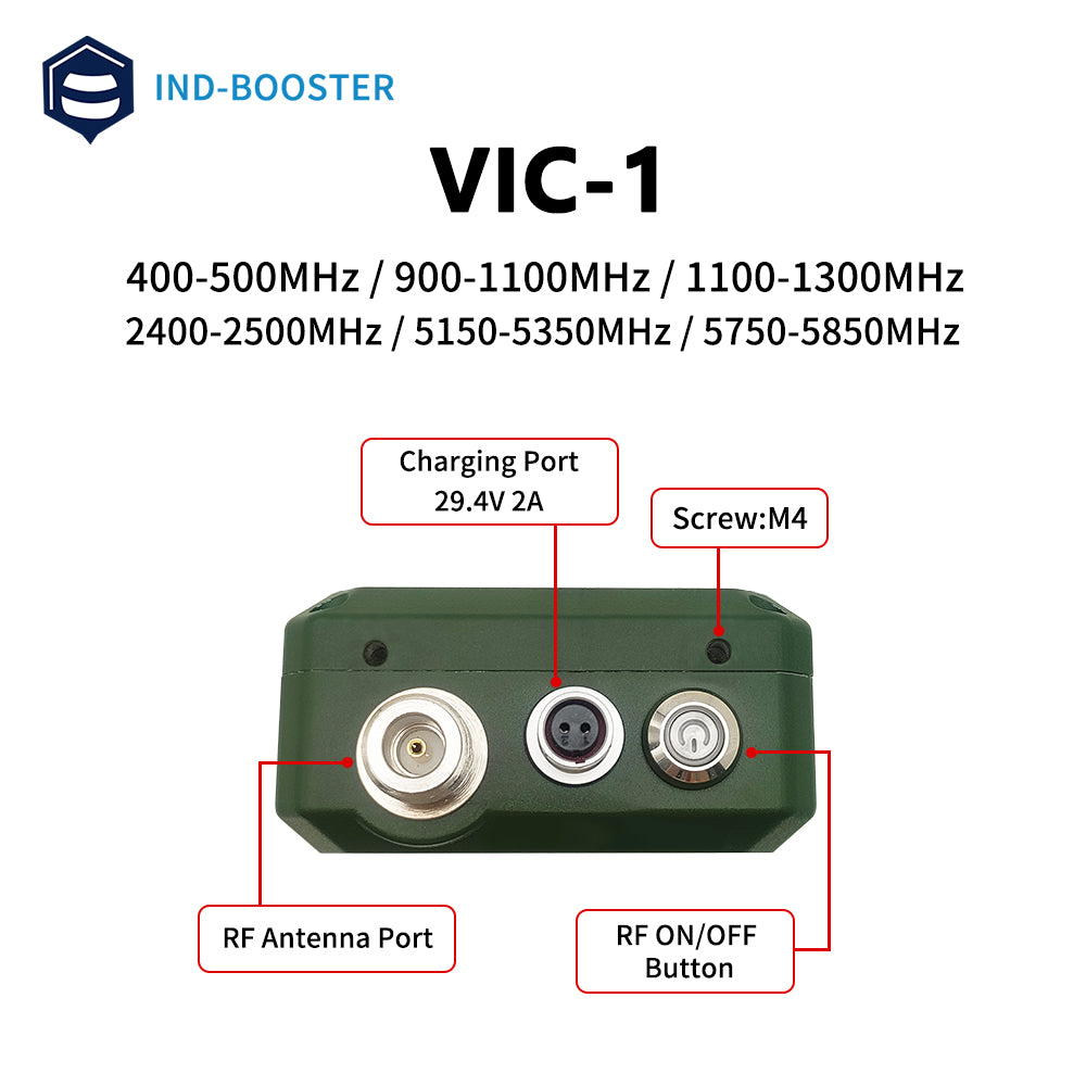 IND-Booster VIC-1  5.8GHz 5750-5850MHz 50W Portable FPV Drone Jammer